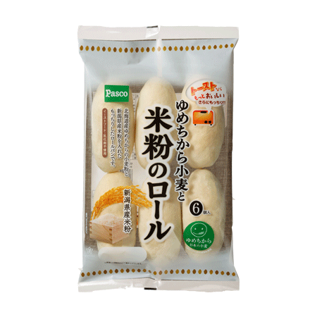 ゆめちから小麦と米粉のロール 6個入(Pasco)